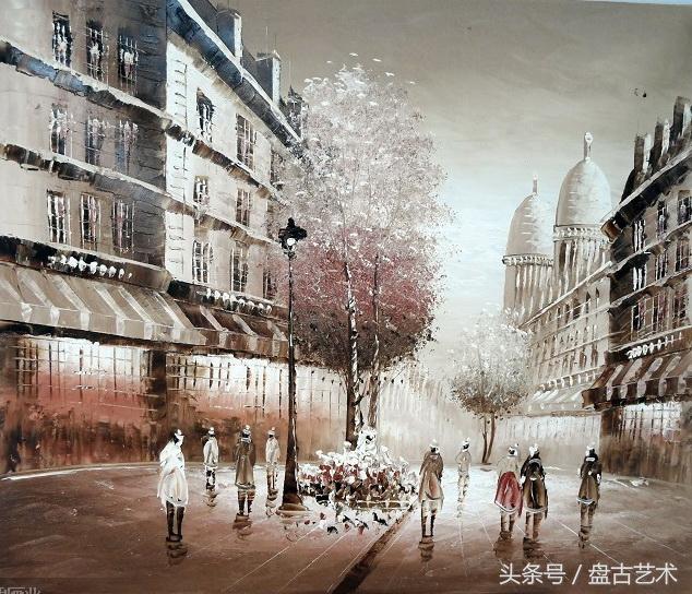 手绘唯美小镇街景油画图片   时光深处的宁静，油画小镇简笔画（手绘法国巴黎街景油画“巴黎归来不看街”“黄山归来不看山”美誉）