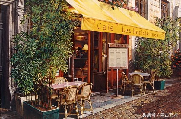 手绘唯美小镇街景油画图片   时光深处的宁静，油画小镇简笔画（手绘法国巴黎街景油画“巴黎归来不看街”“黄山归来不看山”美誉）