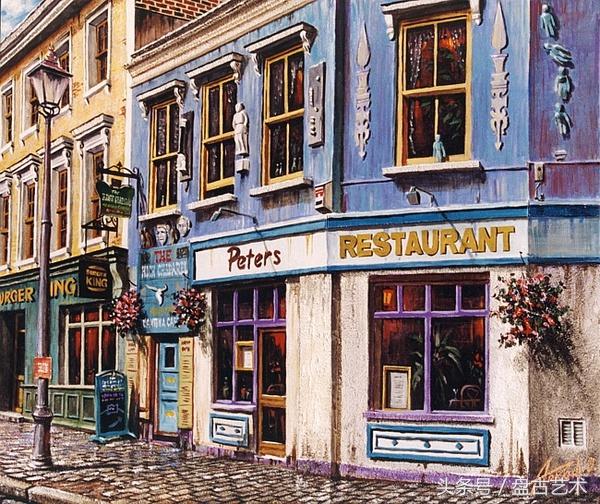 手绘唯美小镇街景油画图片   时光深处的宁静，油画小镇简笔画（手绘法国巴黎街景油画“巴黎归来不看街”“黄山归来不看山”美誉）