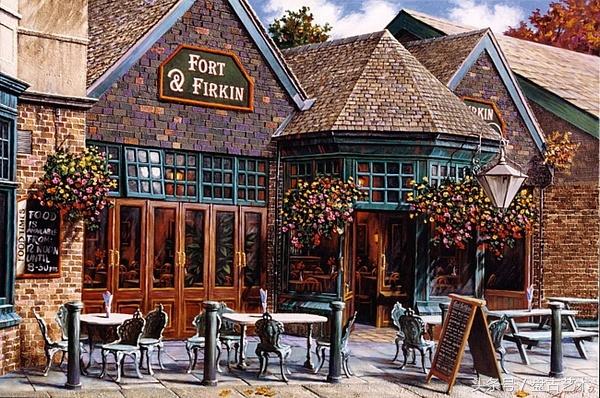 手绘唯美小镇街景油画图片   时光深处的宁静，油画小镇简笔画（手绘法国巴黎街景油画“巴黎归来不看街”“黄山归来不看山”美誉）