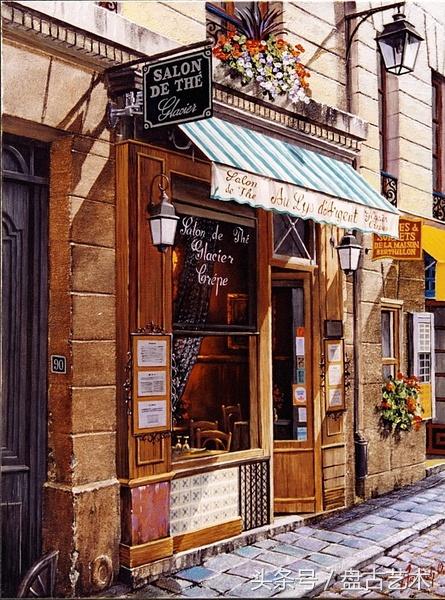 手绘唯美小镇街景油画图片   时光深处的宁静，油画小镇简笔画（手绘法国巴黎街景油画“巴黎归来不看街”“黄山归来不看山”美誉）