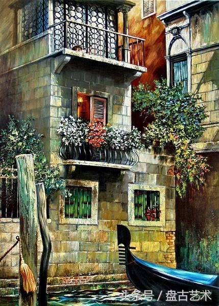 手绘唯美小镇街景油画图片   时光深处的宁静，油画小镇简笔画（手绘法国巴黎街景油画“巴黎归来不看街”“黄山归来不看山”美誉）