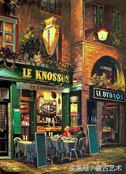 手绘唯美小镇街景油画图片   时光深处的宁静，油画小镇简笔画（手绘法国巴黎街景油画“巴黎归来不看街”“黄山归来不看山”美誉）