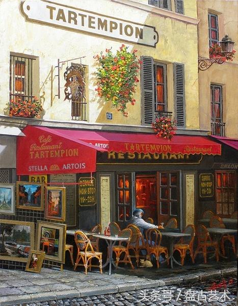 手绘唯美小镇街景油画图片   时光深处的宁静，油画小镇简笔画（手绘法国巴黎街景油画“巴黎归来不看街”“黄山归来不看山”美誉）