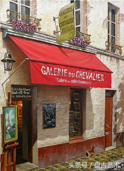 手绘唯美小镇街景油画图片   时光深处的宁静，油画小镇简笔画（手绘法国巴黎街景油画“巴黎归来不看街”“黄山归来不看山”美誉）