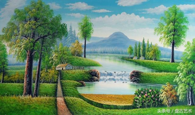 手绘唯美小镇街景油画图片   时光深处的宁静，油画小镇简笔画（手绘法国巴黎街景油画“巴黎归来不看街”“黄山归来不看山”美誉）