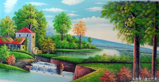 手绘唯美小镇街景油画图片   时光深处的宁静，油画小镇简笔画（手绘法国巴黎街景油画“巴黎归来不看街”“黄山归来不看山”美誉）