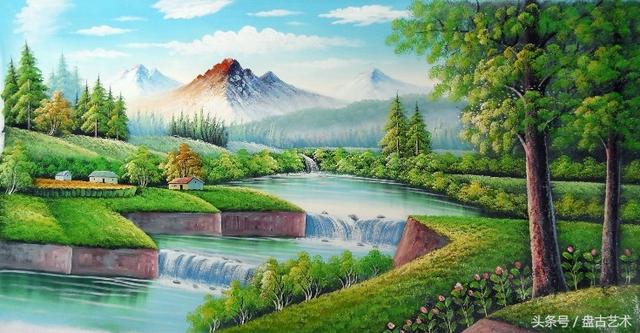 手绘唯美小镇街景油画图片   时光深处的宁静，油画小镇简笔画（手绘法国巴黎街景油画“巴黎归来不看街”“黄山归来不看山”美誉）