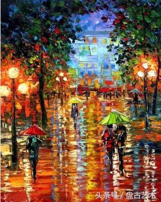 手绘唯美小镇街景油画图片   时光深处的宁静，油画小镇简笔画（手绘法国巴黎街景油画“巴黎归来不看街”“黄山归来不看山”美誉）