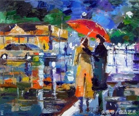 手绘唯美小镇街景油画图片   时光深处的宁静，油画小镇简笔画（手绘法国巴黎街景油画“巴黎归来不看街”“黄山归来不看山”美誉）