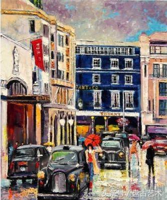 手绘唯美小镇街景油画图片   时光深处的宁静，油画小镇简笔画（手绘法国巴黎街景油画“巴黎归来不看街”“黄山归来不看山”美誉）