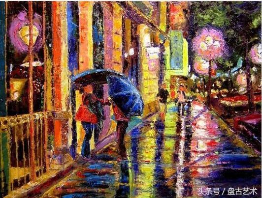 手绘唯美小镇街景油画图片   时光深处的宁静，油画小镇简笔画（手绘法国巴黎街景油画“巴黎归来不看街”“黄山归来不看山”美誉）