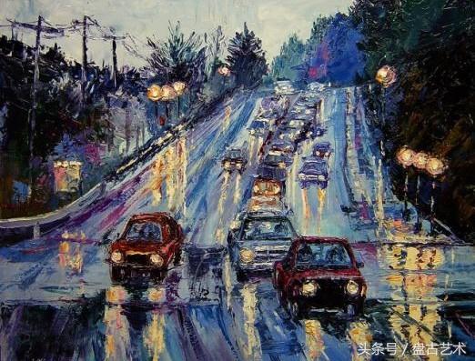 手绘唯美小镇街景油画图片   时光深处的宁静，油画小镇简笔画（手绘法国巴黎街景油画“巴黎归来不看街”“黄山归来不看山”美誉）