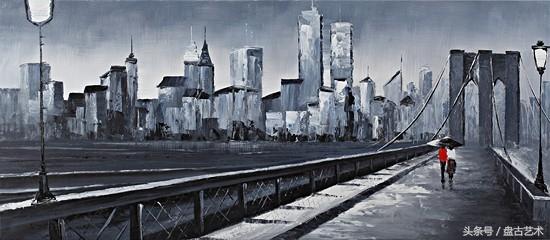 手绘唯美小镇街景油画图片   时光深处的宁静，油画小镇简笔画（手绘法国巴黎街景油画“巴黎归来不看街”“黄山归来不看山”美誉）