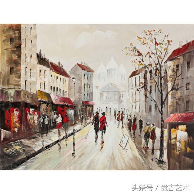 手绘唯美小镇街景油画图片   时光深处的宁静，油画小镇简笔画（手绘法国巴黎街景油画“巴黎归来不看街”“黄山归来不看山”美誉）