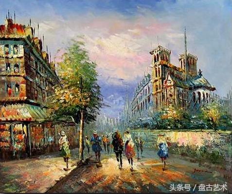 手绘唯美小镇街景油画图片   时光深处的宁静，油画小镇简笔画（手绘法国巴黎街景油画“巴黎归来不看街”“黄山归来不看山”美誉）