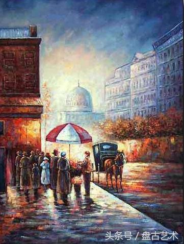 手绘唯美小镇街景油画图片   时光深处的宁静，油画小镇简笔画（手绘法国巴黎街景油画“巴黎归来不看街”“黄山归来不看山”美誉）