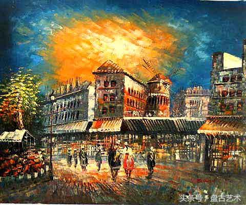 手绘唯美小镇街景油画图片   时光深处的宁静，油画小镇简笔画（手绘法国巴黎街景油画“巴黎归来不看街”“黄山归来不看山”美誉）