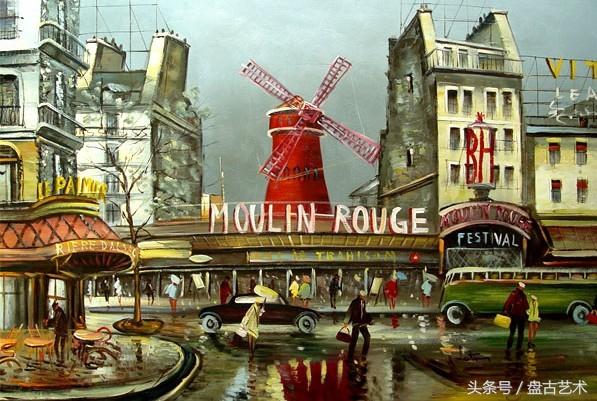 手绘唯美小镇街景油画图片   时光深处的宁静，油画小镇简笔画（手绘法国巴黎街景油画“巴黎归来不看街”“黄山归来不看山”美誉）