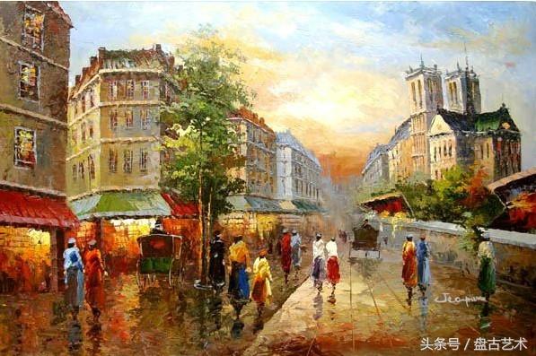 手绘唯美小镇街景油画图片   时光深处的宁静，油画小镇简笔画（手绘法国巴黎街景油画“巴黎归来不看街”“黄山归来不看山”美誉）