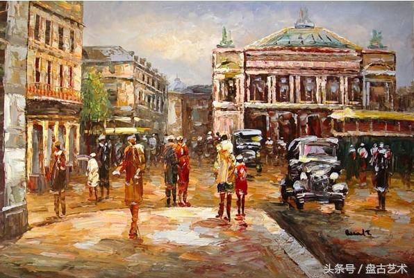 手绘唯美小镇街景油画图片   时光深处的宁静，油画小镇简笔画（手绘法国巴黎街景油画“巴黎归来不看街”“黄山归来不看山”美誉）