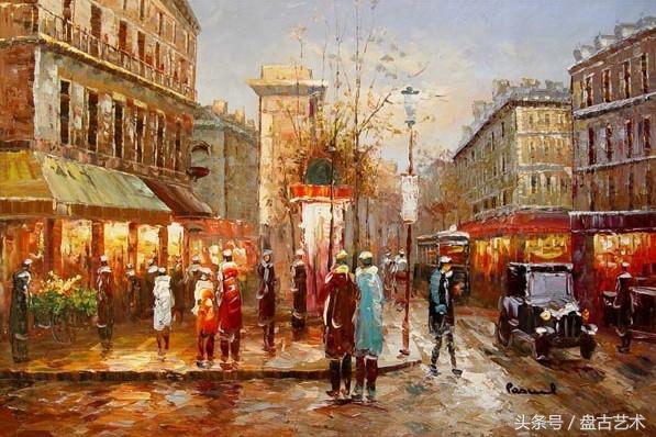 手绘唯美小镇街景油画图片   时光深处的宁静，油画小镇简笔画（手绘法国巴黎街景油画“巴黎归来不看街”“黄山归来不看山”美誉）