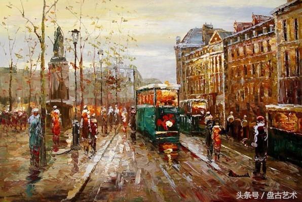 手绘唯美小镇街景油画图片   时光深处的宁静，油画小镇简笔画（手绘法国巴黎街景油画“巴黎归来不看街”“黄山归来不看山”美誉）