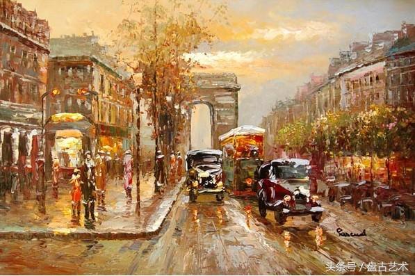 手绘唯美小镇街景油画图片   时光深处的宁静，油画小镇简笔画（手绘法国巴黎街景油画“巴黎归来不看街”“黄山归来不看山”美誉）