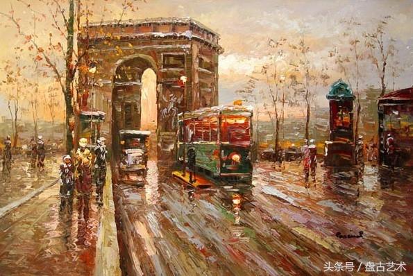 手绘唯美小镇街景油画图片   时光深处的宁静，油画小镇简笔画（手绘法国巴黎街景油画“巴黎归来不看街”“黄山归来不看山”美誉）