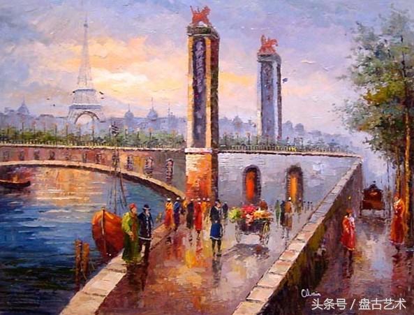 手绘唯美小镇街景油画图片   时光深处的宁静，油画小镇简笔画（手绘法国巴黎街景油画“巴黎归来不看街”“黄山归来不看山”美誉）
