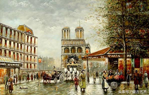 手绘唯美小镇街景油画图片   时光深处的宁静，油画小镇简笔画（手绘法国巴黎街景油画“巴黎归来不看街”“黄山归来不看山”美誉）