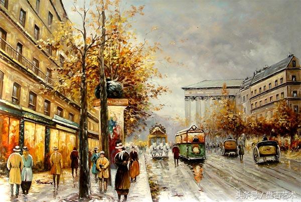手绘唯美小镇街景油画图片   时光深处的宁静，油画小镇简笔画（手绘法国巴黎街景油画“巴黎归来不看街”“黄山归来不看山”美誉）