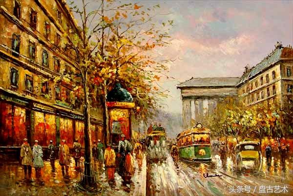 手绘唯美小镇街景油画图片   时光深处的宁静，油画小镇简笔画（手绘法国巴黎街景油画“巴黎归来不看街”“黄山归来不看山”美誉）
