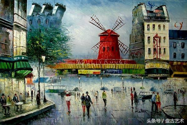 手绘唯美小镇街景油画图片   时光深处的宁静，油画小镇简笔画（手绘法国巴黎街景油画“巴黎归来不看街”“黄山归来不看山”美誉）