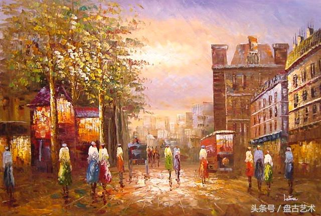 手绘唯美小镇街景油画图片   时光深处的宁静，油画小镇简笔画（手绘法国巴黎街景油画“巴黎归来不看街”“黄山归来不看山”美誉）