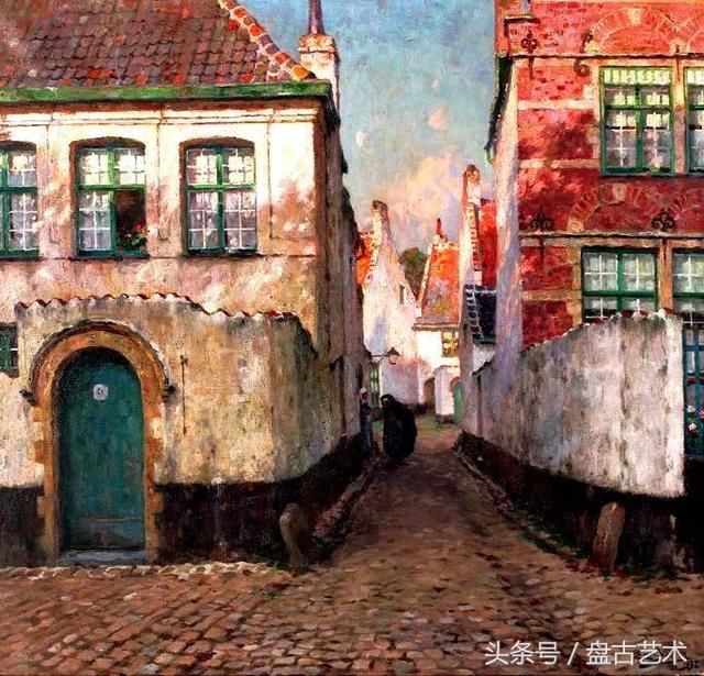 手绘唯美小镇街景油画图片   时光深处的宁静，油画小镇简笔画（手绘法国巴黎街景油画“巴黎归来不看街”“黄山归来不看山”美誉）