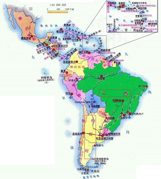 南美洲国家地图，南美洲国家（城市化水平超过社会经济发展水平）