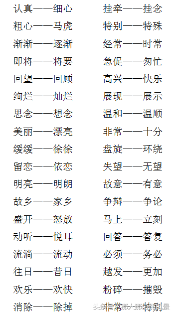十分近义词语有哪些，十分近义词（二年级近义词汇总<一>）