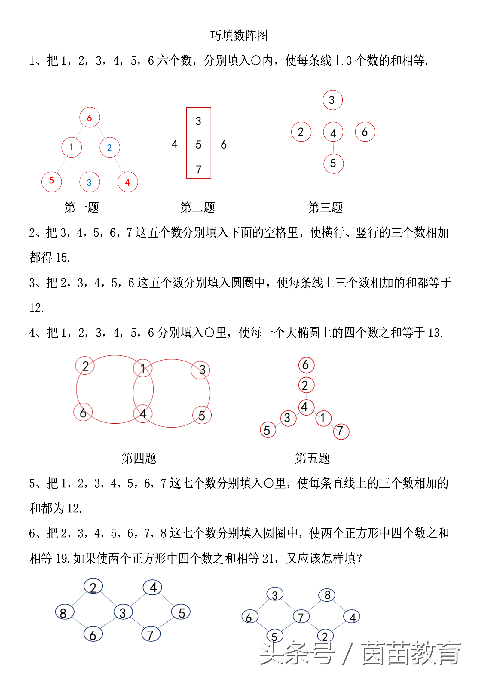 小学数阵图的规律公式图片