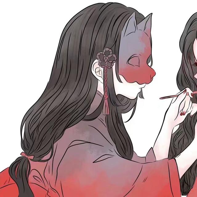 红小豆，微信头像，红小豆（女生漫画头像+背景‖那年桃夭）