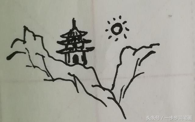 亭子简笔画怎么画，亭子简笔画简笔画（简笔画山中的亭子小路）