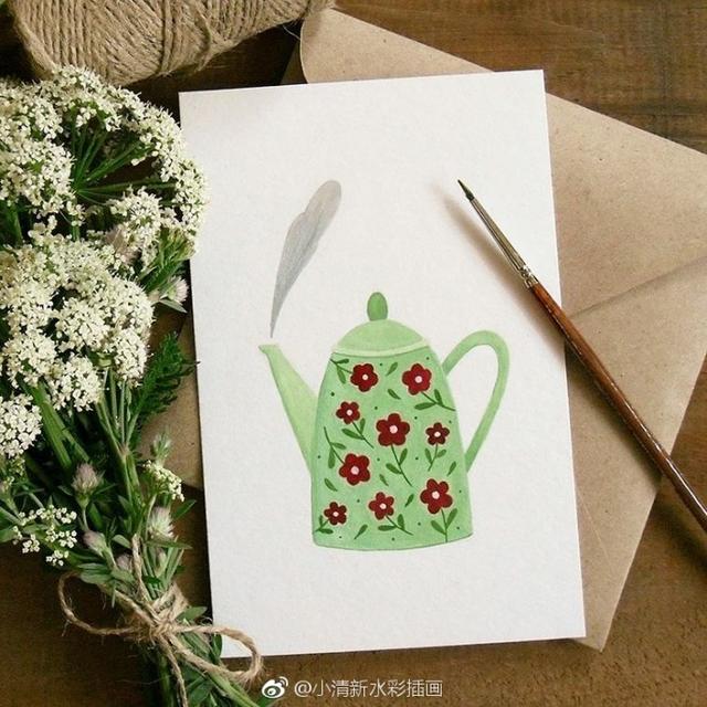 简单手绘小插画花草，一组小清新水彩花卉插画~简单又很漂亮~欢迎大家收藏转发~