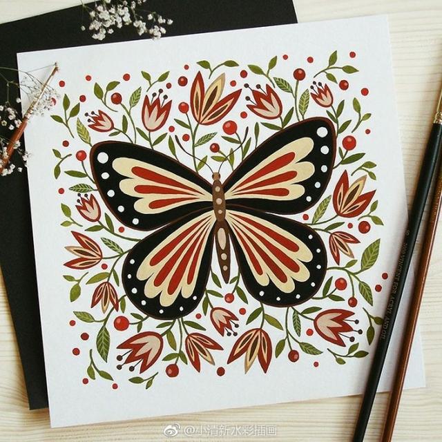 简单手绘小插画花草，一组小清新水彩花卉插画~简单又很漂亮~欢迎大家收藏转发~