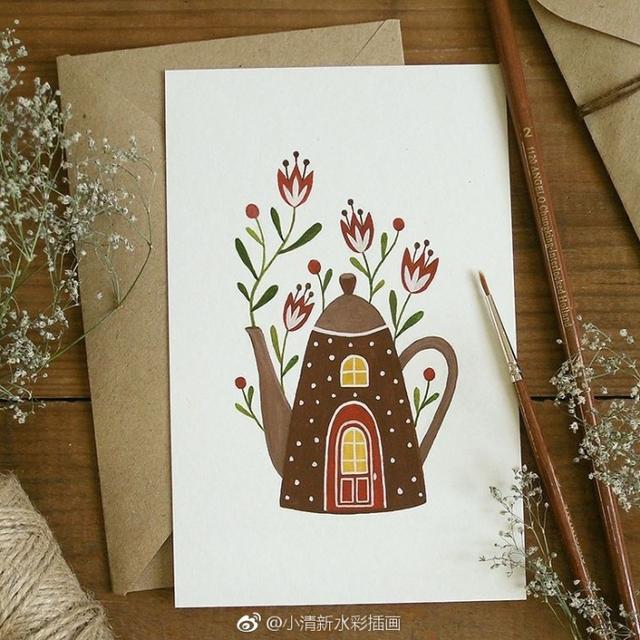 简单手绘小插画花草，一组小清新水彩花卉插画~简单又很漂亮~欢迎大家收藏转发~