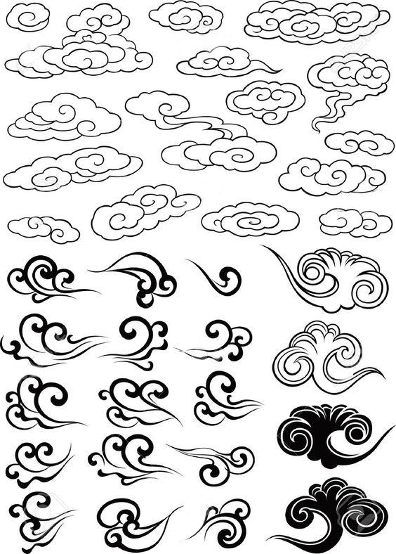 祥云图案简笔画，简笔画美丽的祥云（工笔白描祥云的画法）