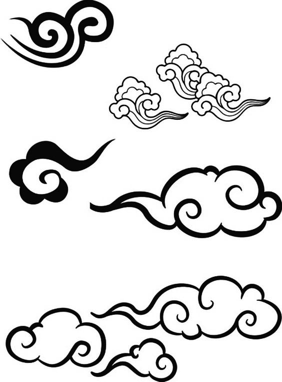 祥云图案简笔画，简笔画美丽的祥云（工笔白描祥云的画法）