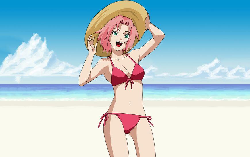 火影忍者:当美女们来到海边,井野美如画,纲手泳装看着快撑爆!