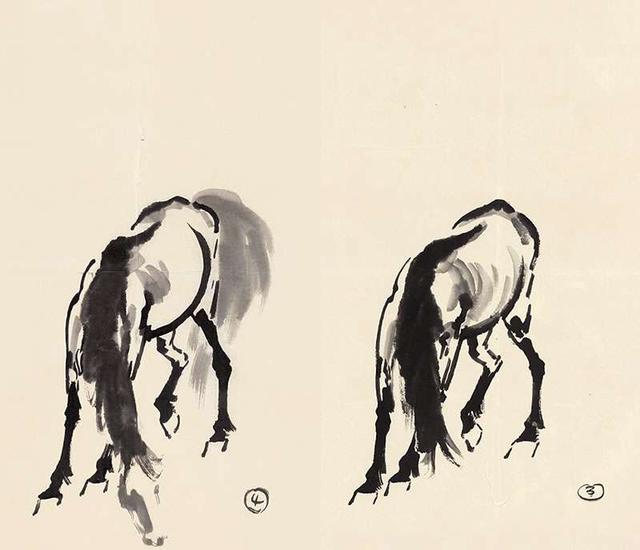 徐悲鸿画马技法，徐悲鸿马画法图（第一次看徐悲鸿画马的过程）