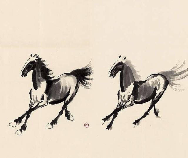 徐悲鸿画马技法，徐悲鸿马画法图（第一次看徐悲鸿画马的过程）