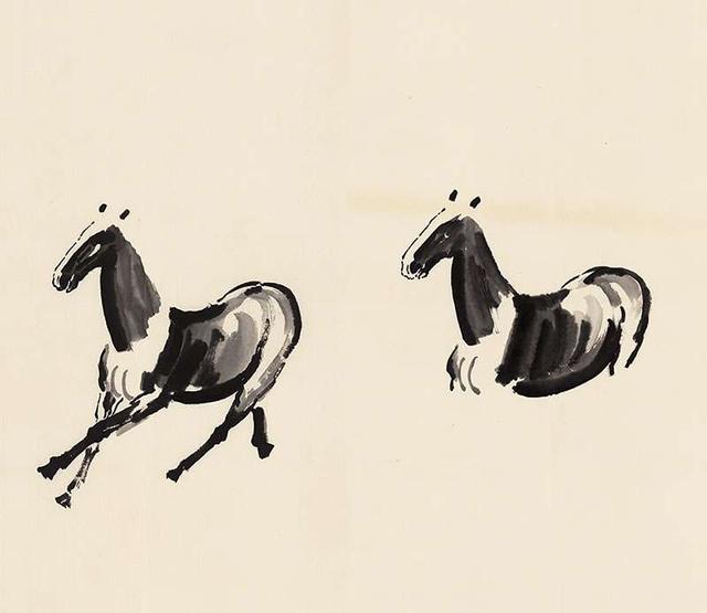 徐悲鸿画马技法，徐悲鸿马画法图（第一次看徐悲鸿画马的过程）